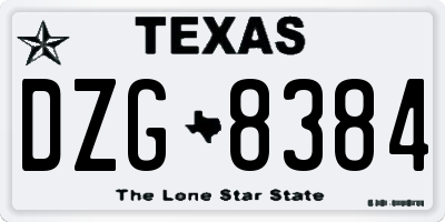 TX license plate DZG8384