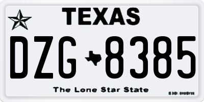 TX license plate DZG8385