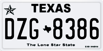 TX license plate DZG8386