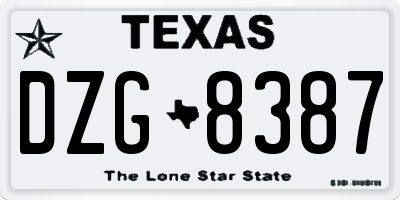 TX license plate DZG8387