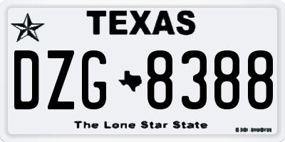 TX license plate DZG8388