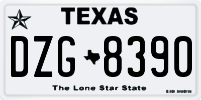 TX license plate DZG8390