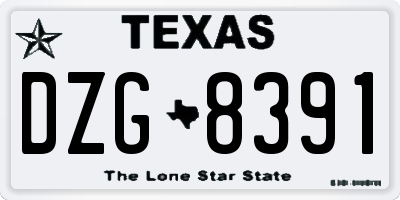 TX license plate DZG8391