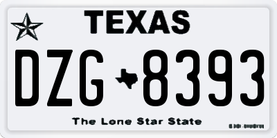TX license plate DZG8393
