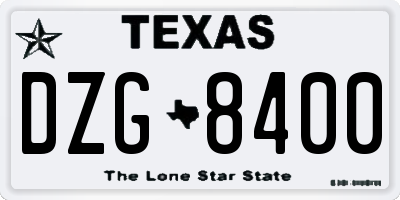 TX license plate DZG8400