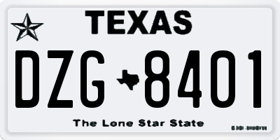 TX license plate DZG8401