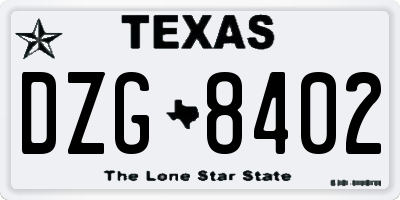 TX license plate DZG8402