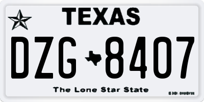 TX license plate DZG8407