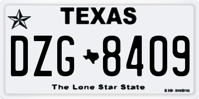 TX license plate DZG8409