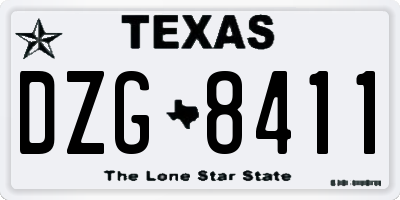TX license plate DZG8411