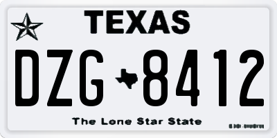 TX license plate DZG8412