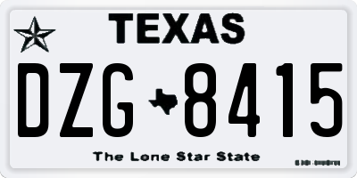 TX license plate DZG8415