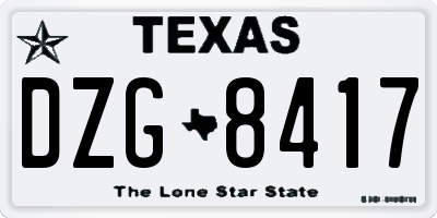 TX license plate DZG8417