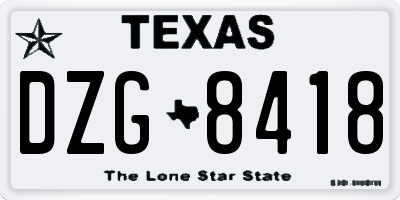 TX license plate DZG8418