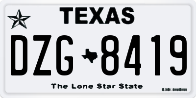 TX license plate DZG8419
