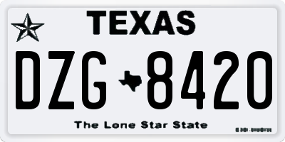 TX license plate DZG8420