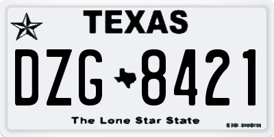 TX license plate DZG8421