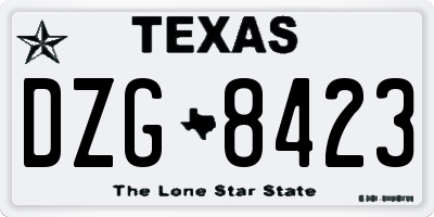 TX license plate DZG8423