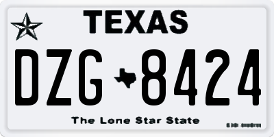 TX license plate DZG8424