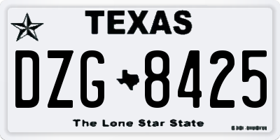 TX license plate DZG8425