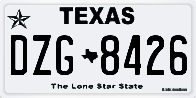 TX license plate DZG8426