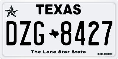 TX license plate DZG8427