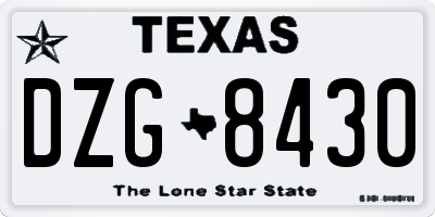 TX license plate DZG8430