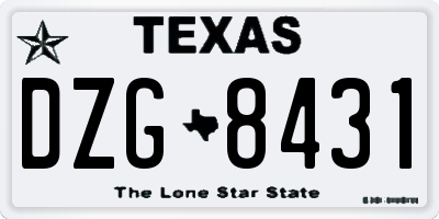 TX license plate DZG8431