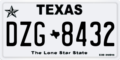 TX license plate DZG8432