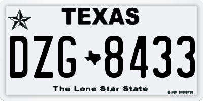 TX license plate DZG8433