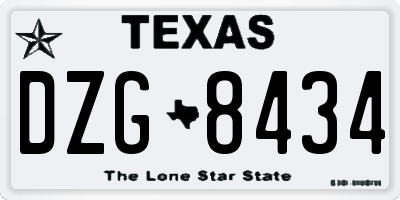 TX license plate DZG8434
