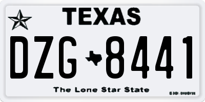 TX license plate DZG8441