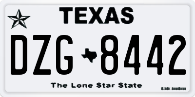 TX license plate DZG8442