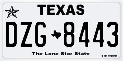 TX license plate DZG8443