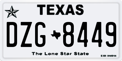 TX license plate DZG8449