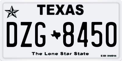 TX license plate DZG8450