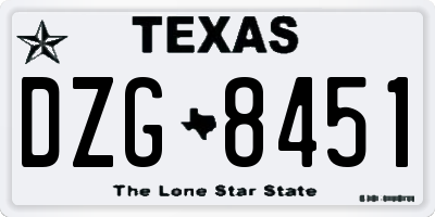 TX license plate DZG8451