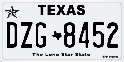 TX license plate DZG8452