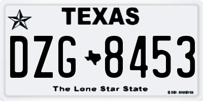 TX license plate DZG8453