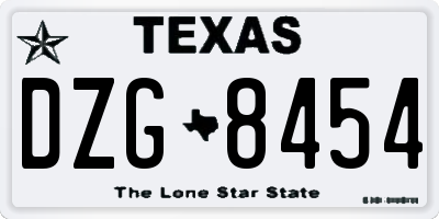 TX license plate DZG8454