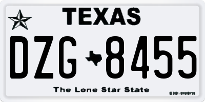 TX license plate DZG8455