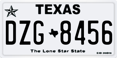 TX license plate DZG8456