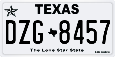 TX license plate DZG8457