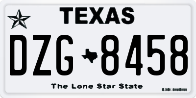 TX license plate DZG8458