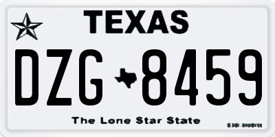 TX license plate DZG8459