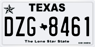 TX license plate DZG8461