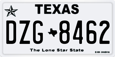 TX license plate DZG8462