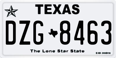 TX license plate DZG8463