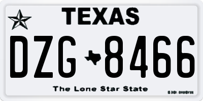 TX license plate DZG8466