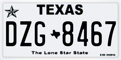 TX license plate DZG8467